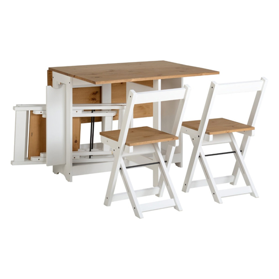 Suva Wooden Butterfly Dining Table With 4 Chairs In White