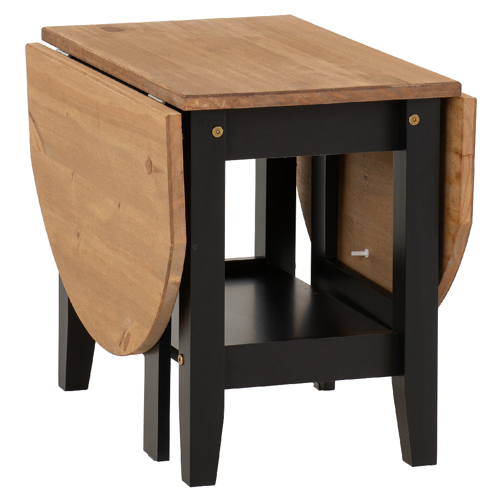 Suva Wooden Drop Leaf Coffee Table In Waxed Pine And Black