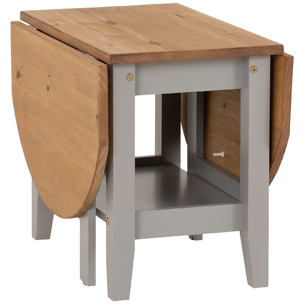 Suva Wooden Drop Leaf Coffee Table In Waxed Pine And Slate Grey