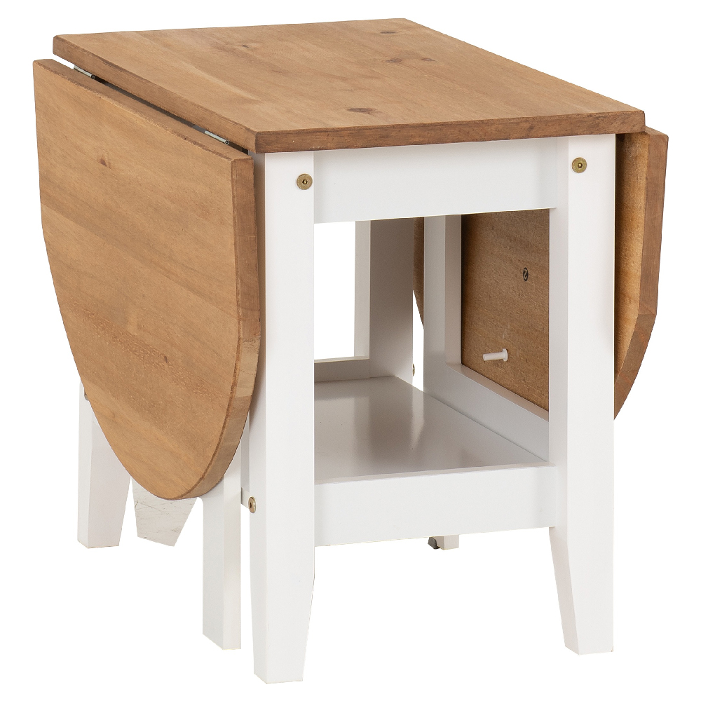 Suva Wooden Drop Leaf Coffee Table In Waxed Pine And White