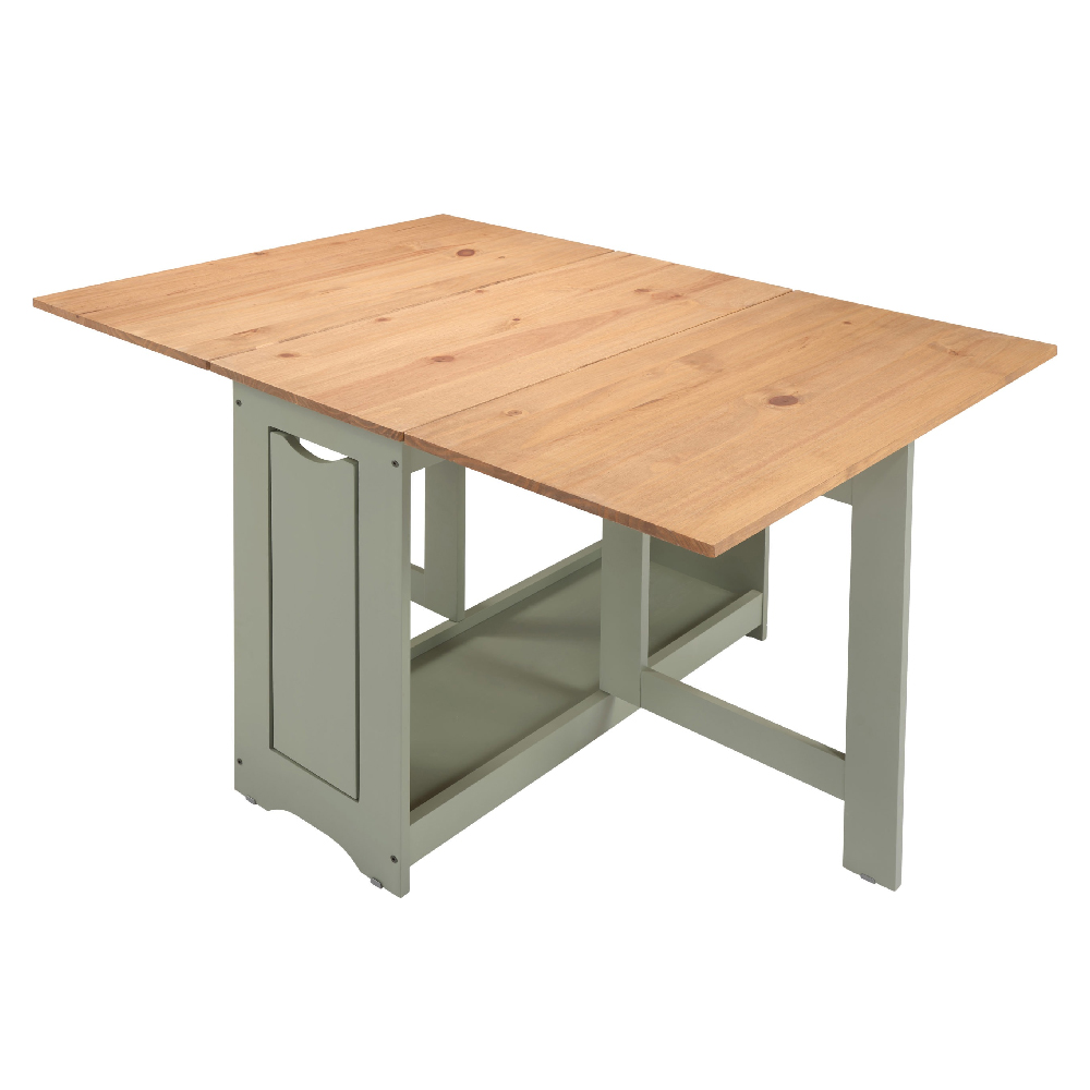 Suva Wooden Folding Dining Table With 4 Chairs In Green Waxed Pine