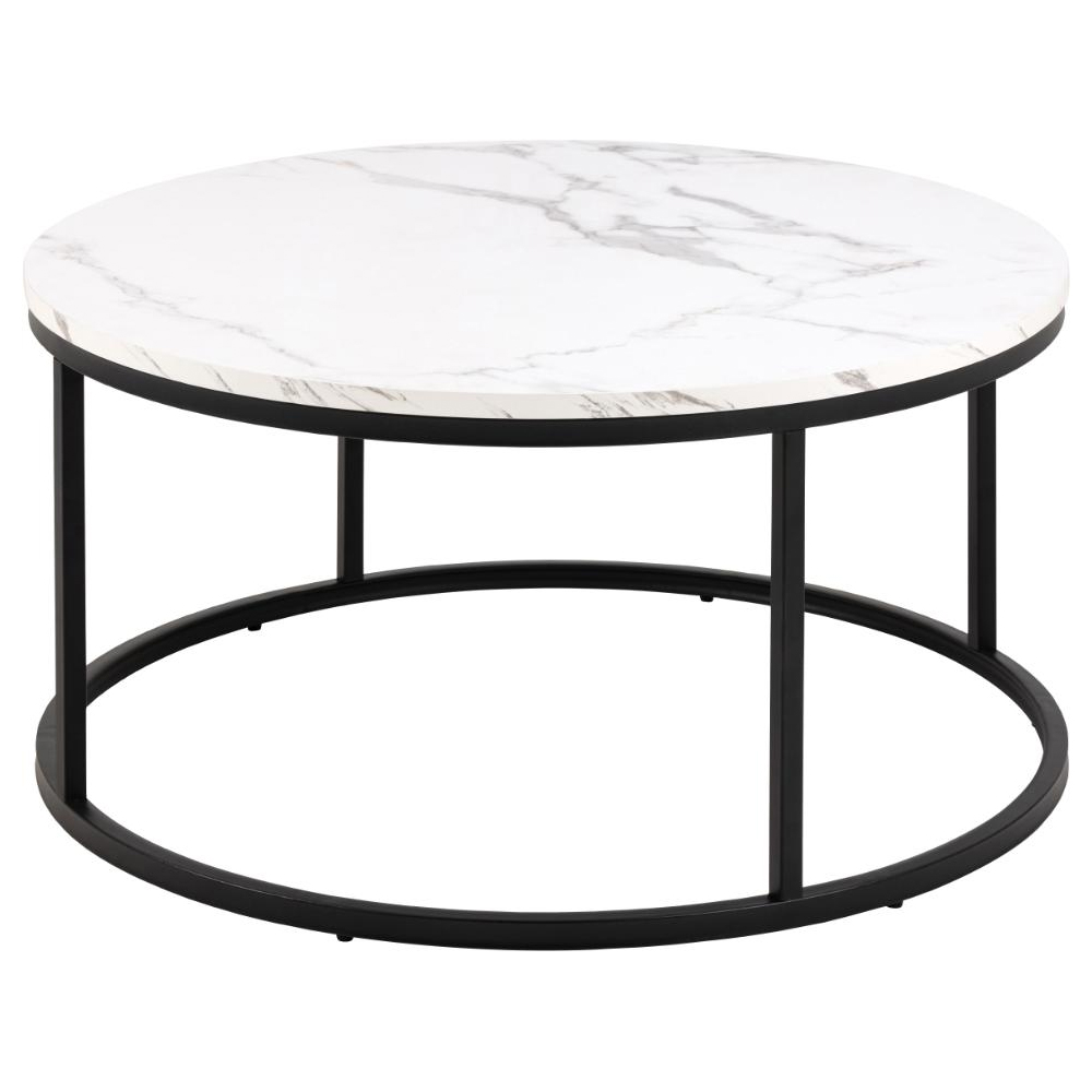 Suva Wooden Round Coffee Table In White Granada