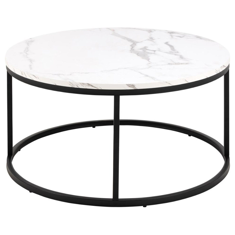 Suva Wooden Round Coffee Table In White Granada