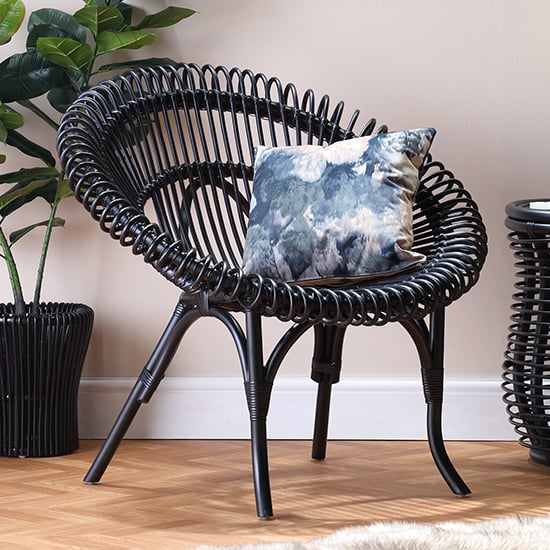 Photo of Suzano natural rattan wicker chair in black