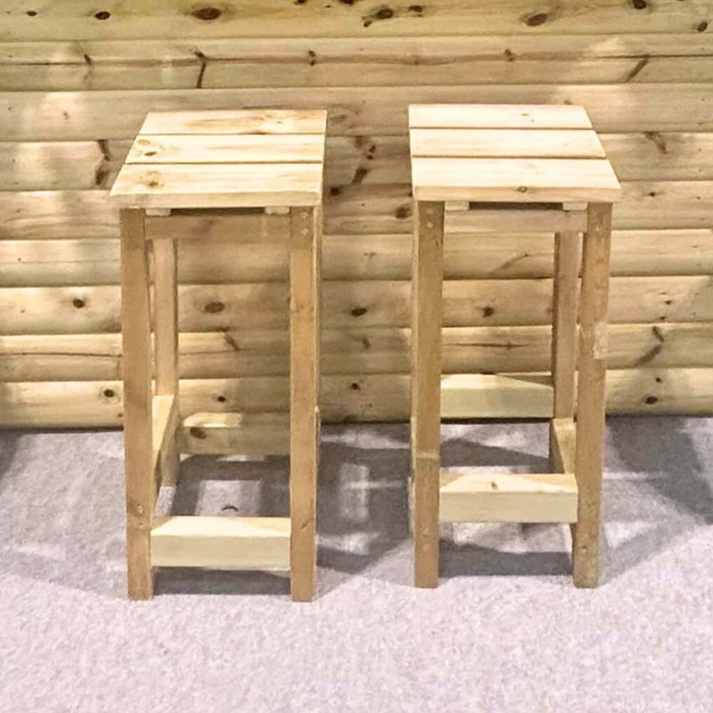 Product photograph of Swanzey Natural Wooden Garden Bar Stools In Pair from Furniture in Fashion