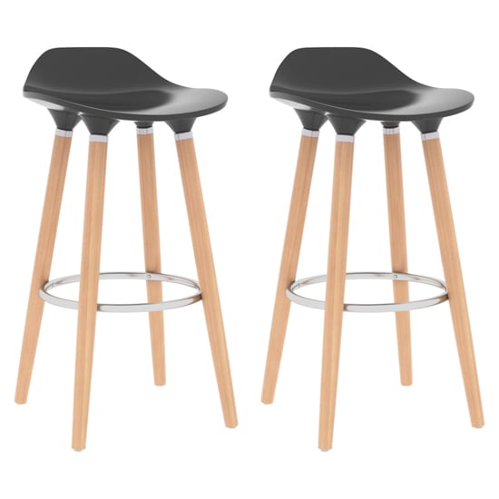 Swara Anthracite ABS Bar Chairs With Wooden Legs In A Pair