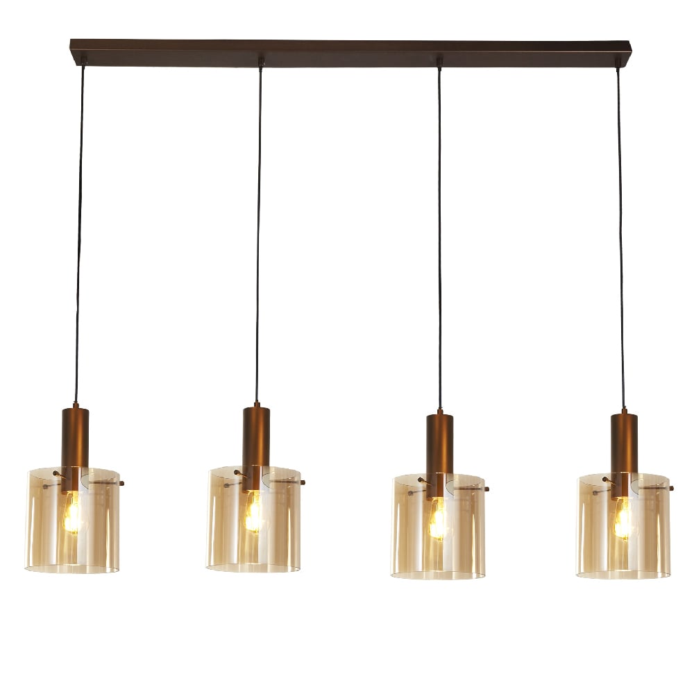 Read more about Sweden 4 light amber glass bar pendant light in mocha