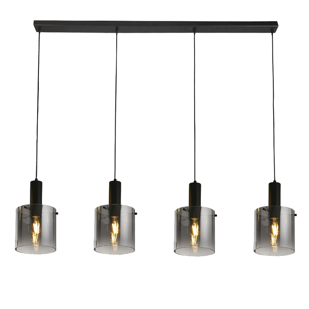 Read more about Sweden 4 light smoked ombre glass bar pendant light in black