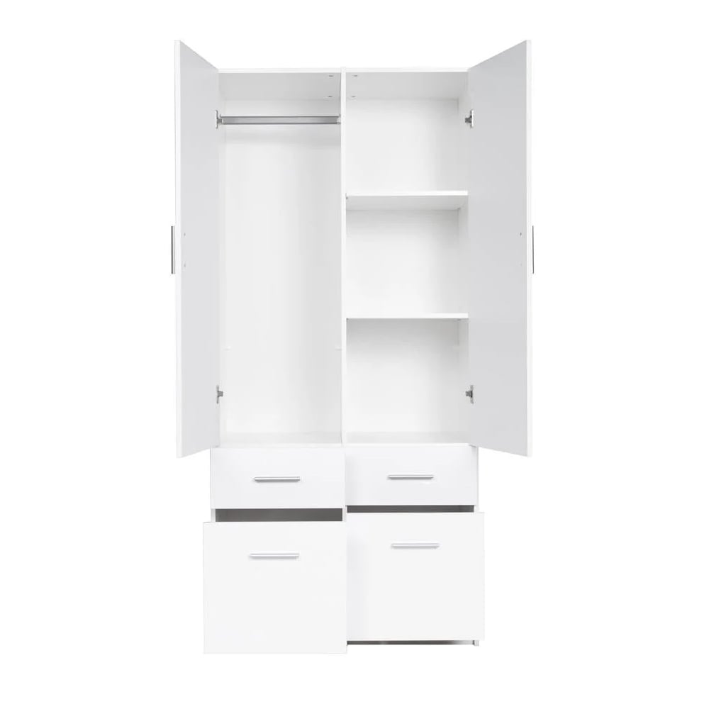 Swift High Gloss Wardrobe With 2 Doors 4 Drawers In White