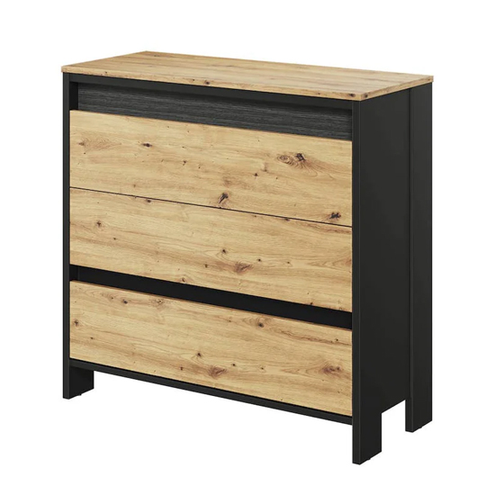 Swift Kids Wooden Chest Of 3 Drawers In Artisan Oak And LED