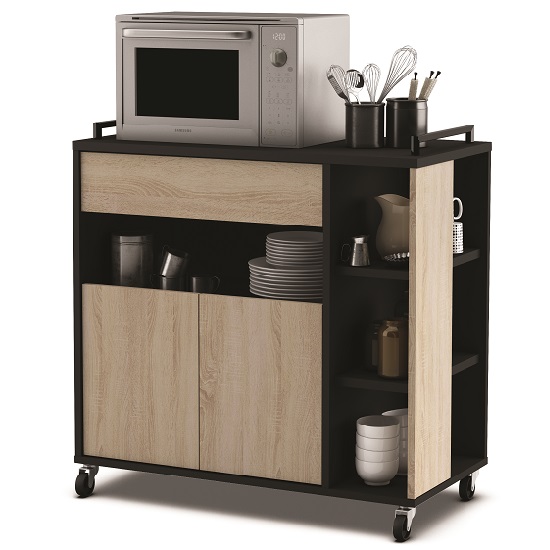 Swift Microwave Storage In Gross Oak And Black Furniture in