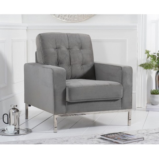Swiger Velvet Upholstered Armchair In Grey_2