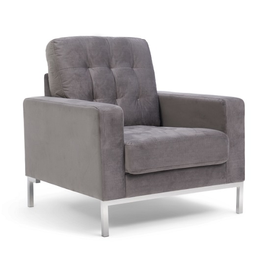 Swiger Velvet Upholstered Armchair In Grey_4