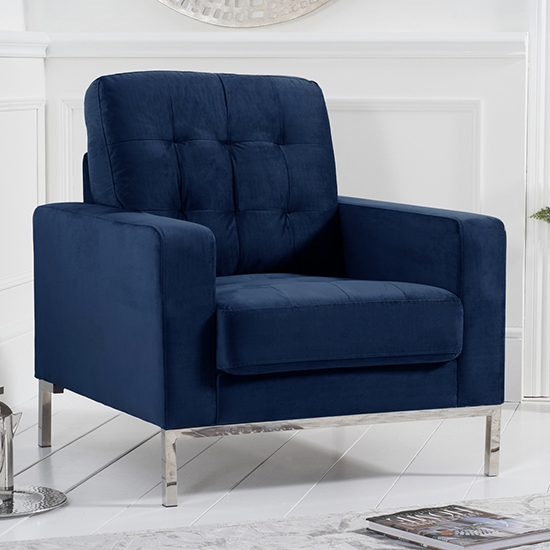 Swiger Velvet Upholstered Armchair In Blue_2