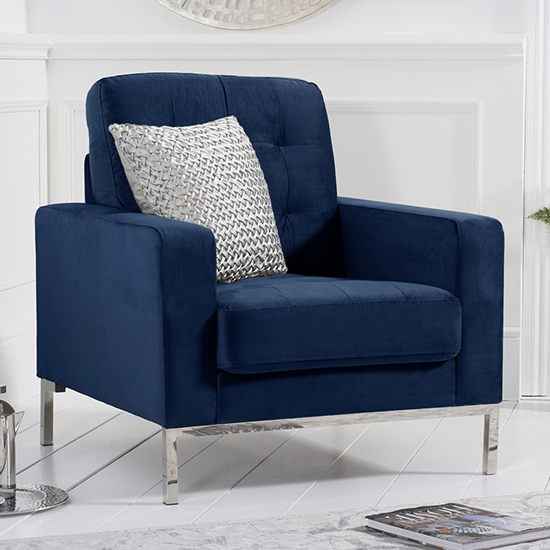 Swiger Velvet Upholstered Armchair In Blue_1