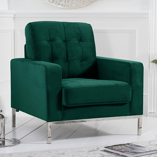 Swiger Velvet Upholstered Armchair In Green_2