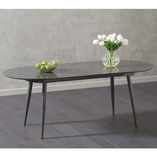 Swing Oval Extending High Gloss Dining Table In Grey_2
