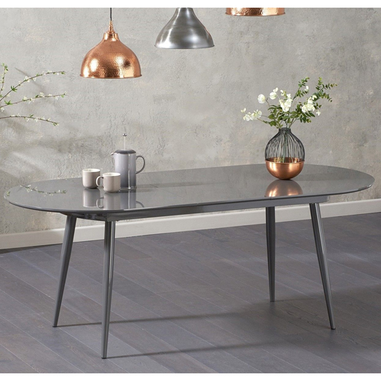 Opelsa Oval Extending High Gloss Dining Table In Grey_1