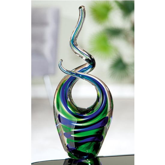 Product photograph of Swirl Glass Design Sculpture In Blue And Green from Furniture in Fashion