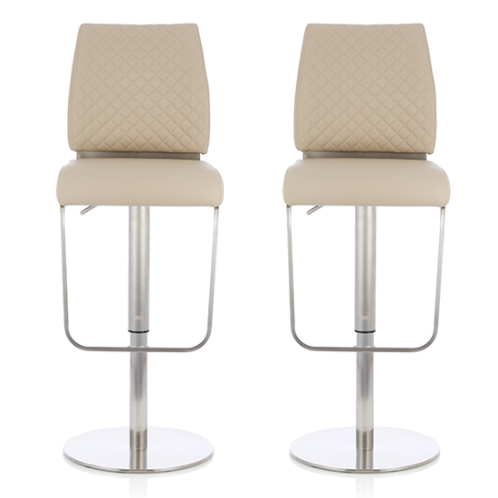 Sycota taupe faux leather swivel gaslift bar stools in pair £329.95