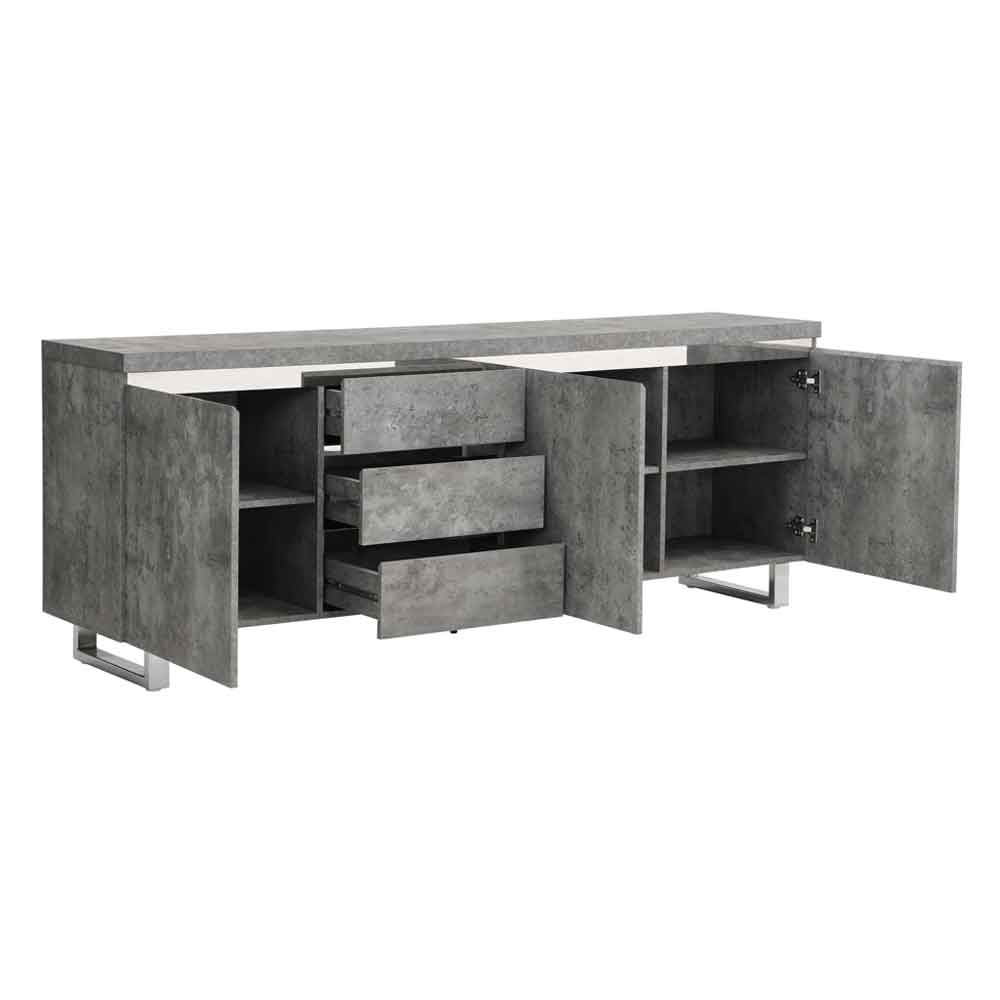 Sydney Wooden Sideboard with 3 Doors and 3 Drawers in Concrete