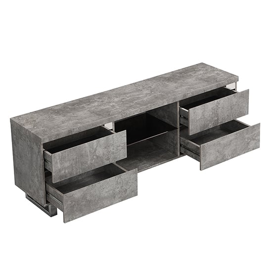 Sydney Wooden TV Stand With 4 Drawers In Concrete Effect_3
