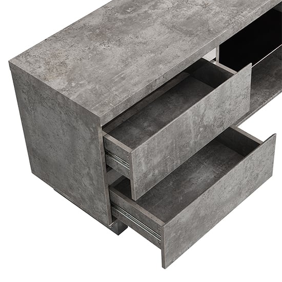 Sydney Wooden TV Stand With 4 Drawers In Concrete Effect_5
