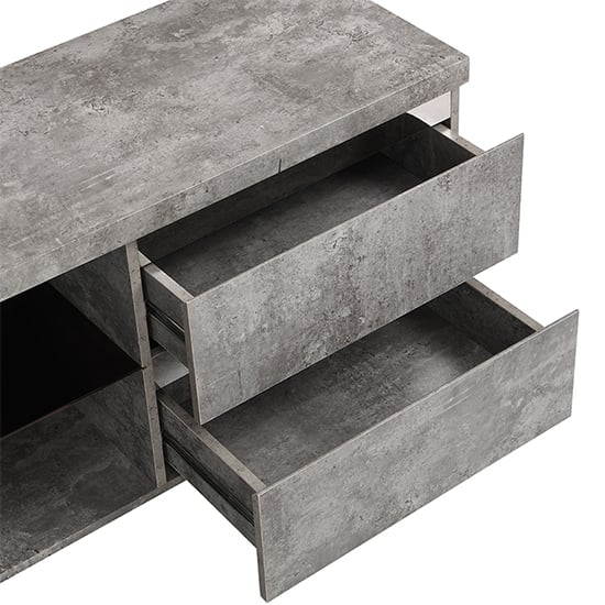Sydney Wooden TV Stand With 4 Drawers In Concrete Effect