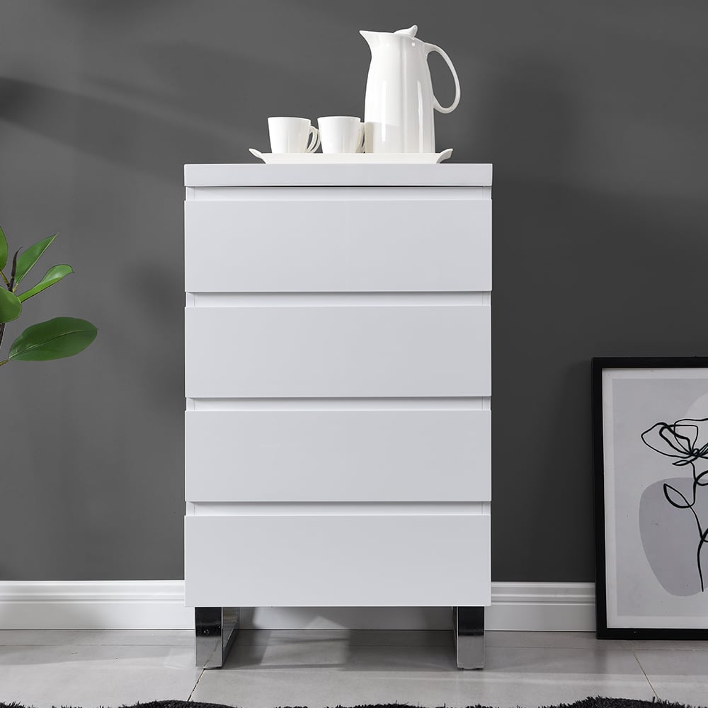 Sydney High Gloss Chest Of 4 Drawers In White