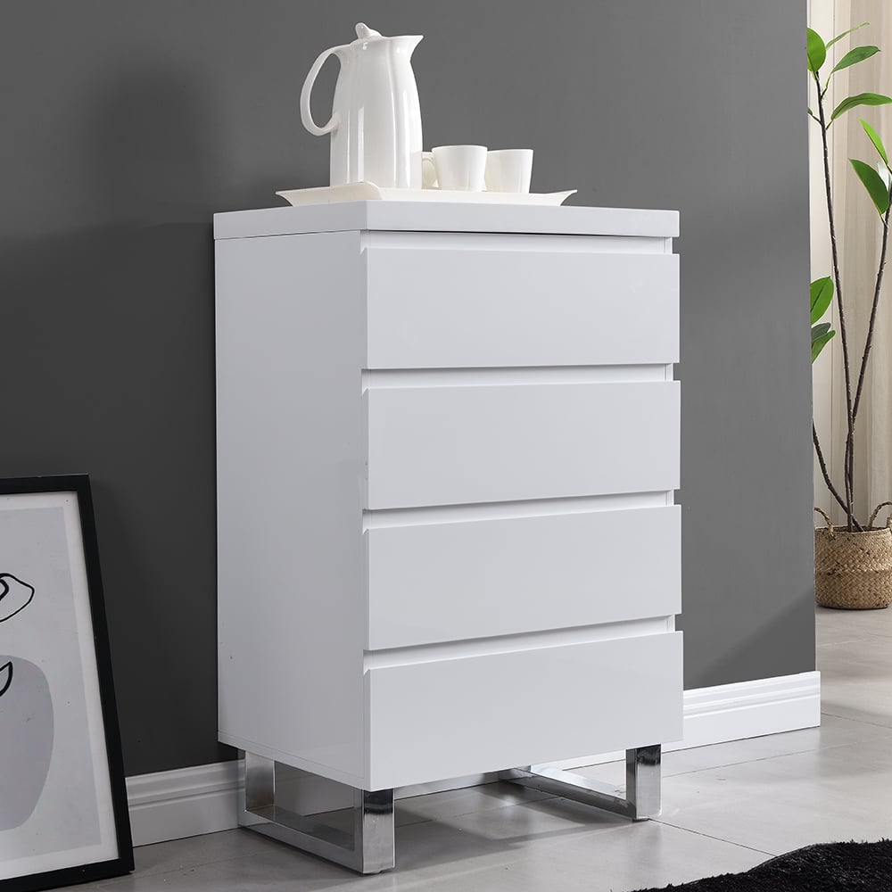 Read more about Sydney high gloss chest of 4 drawers in white