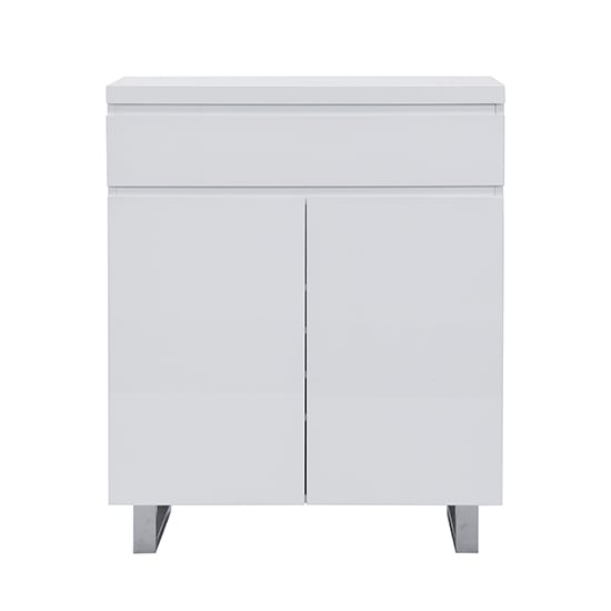 Sydney High Gloss Shoe Cabinet With 2 Door 1 Drawer In White_3