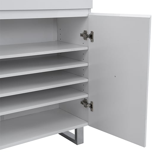 Sydney High Gloss Shoe Cabinet With 2 Door 1 Drawer In White_7