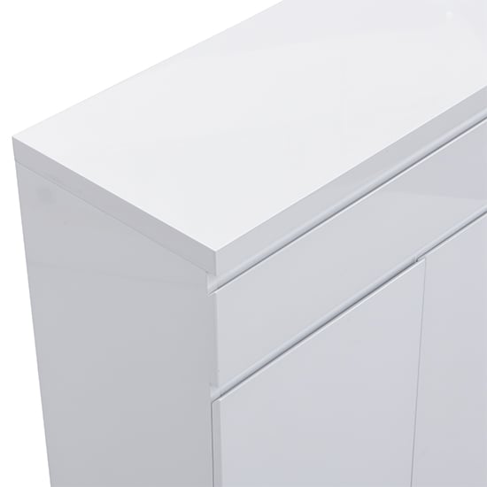Sydney High Gloss Shoe Cabinet With 2 Door 1 Drawer In White_9