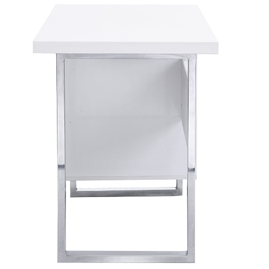 Sydney High Gloss Computer Desk With 3 Drawers In White_9