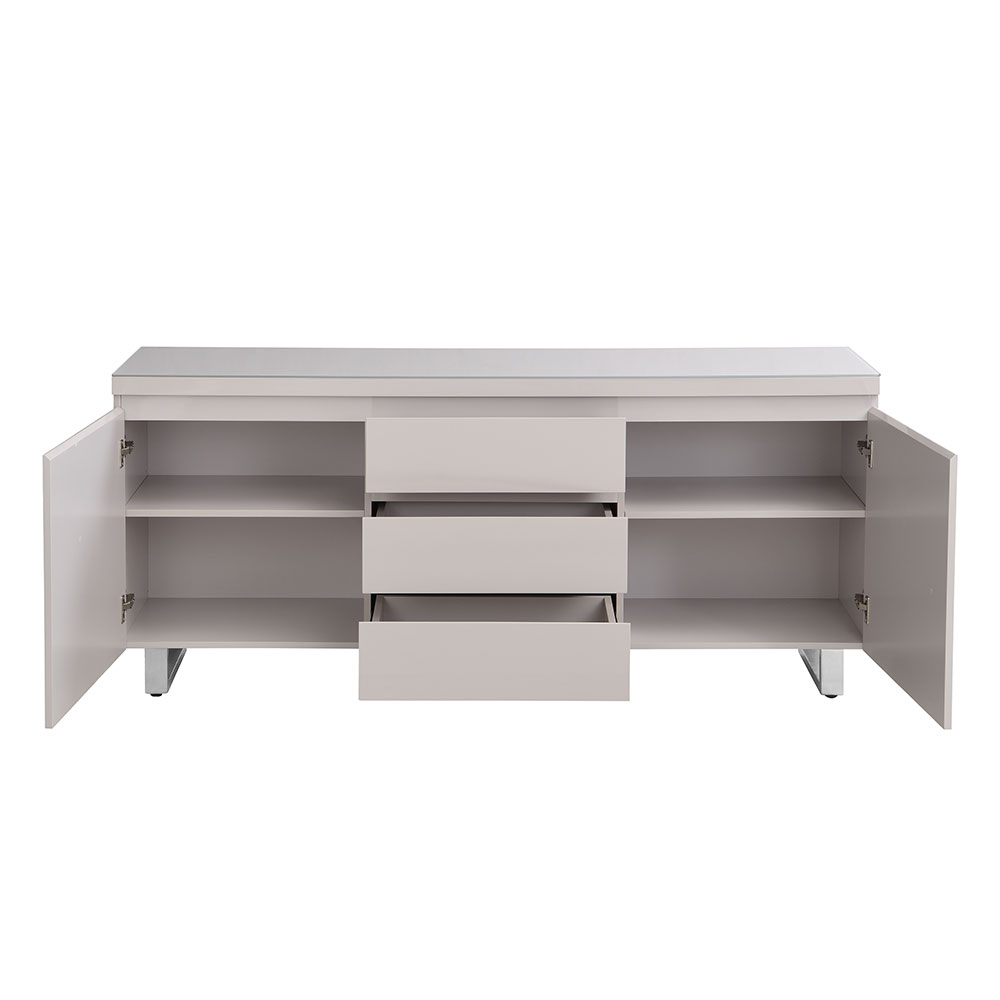 Sydney High Gloss Sideboard with 2 Doors 3 Drawers in Cashmere