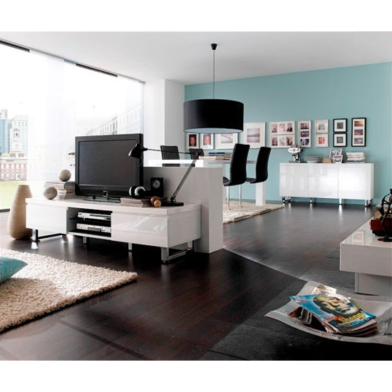 Sydney High Gloss Sideboard With 2 Door 3 Drawer In White