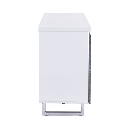 Sydney Large High Gloss Sideboard In White And Concrete Effect_7