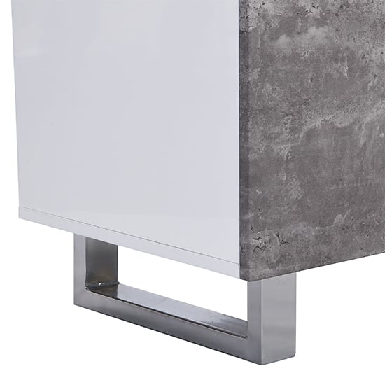 Sydney Large High Gloss Sideboard In White And Concrete Effect_8