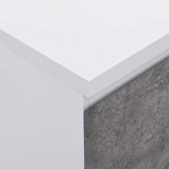 Sydney Large High Gloss Sideboard In White And Concrete Effect_9