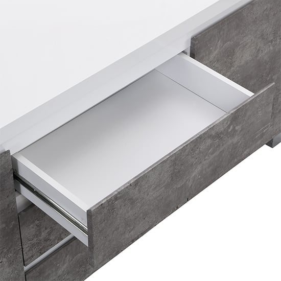 Sydney Large High Gloss Sideboard In White And Concrete Effect_10