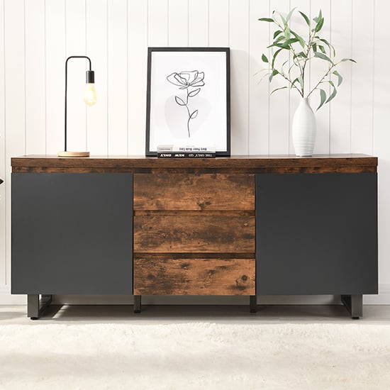Sydney Sideboard With 2 Door 3 Drawer In Rustic Oak