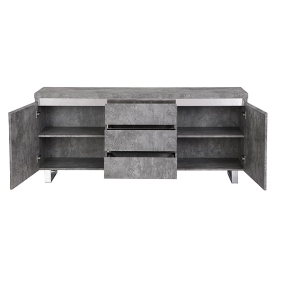 Sydney Large Sideboard With 2 Door 3 Drawer In Concrete Effect_5