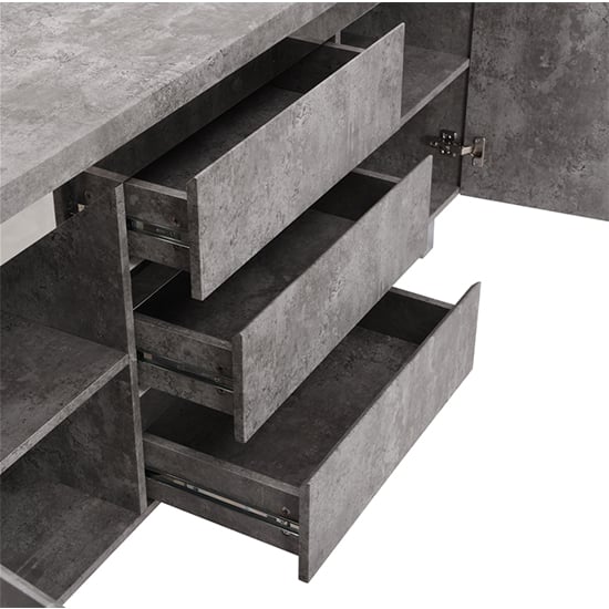 Sydney Large Sideboard With 2 Door 3 Drawer In Concrete Effect_7