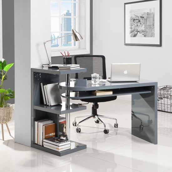 Photo of Sydney high gloss rotating home and office laptop desk in grey