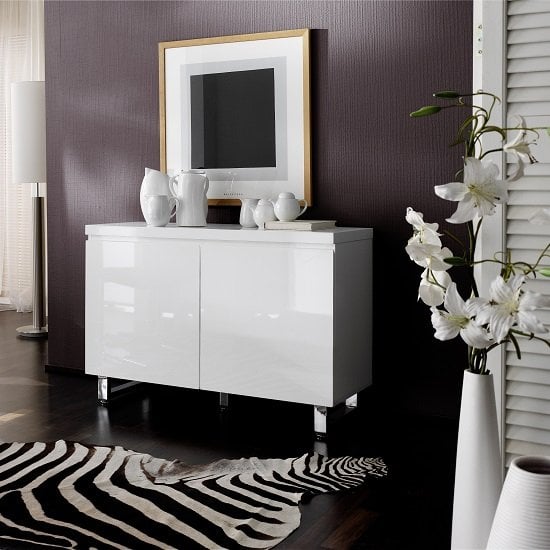 Photo of Sydney small high gloss sideboard with 2 doors in white