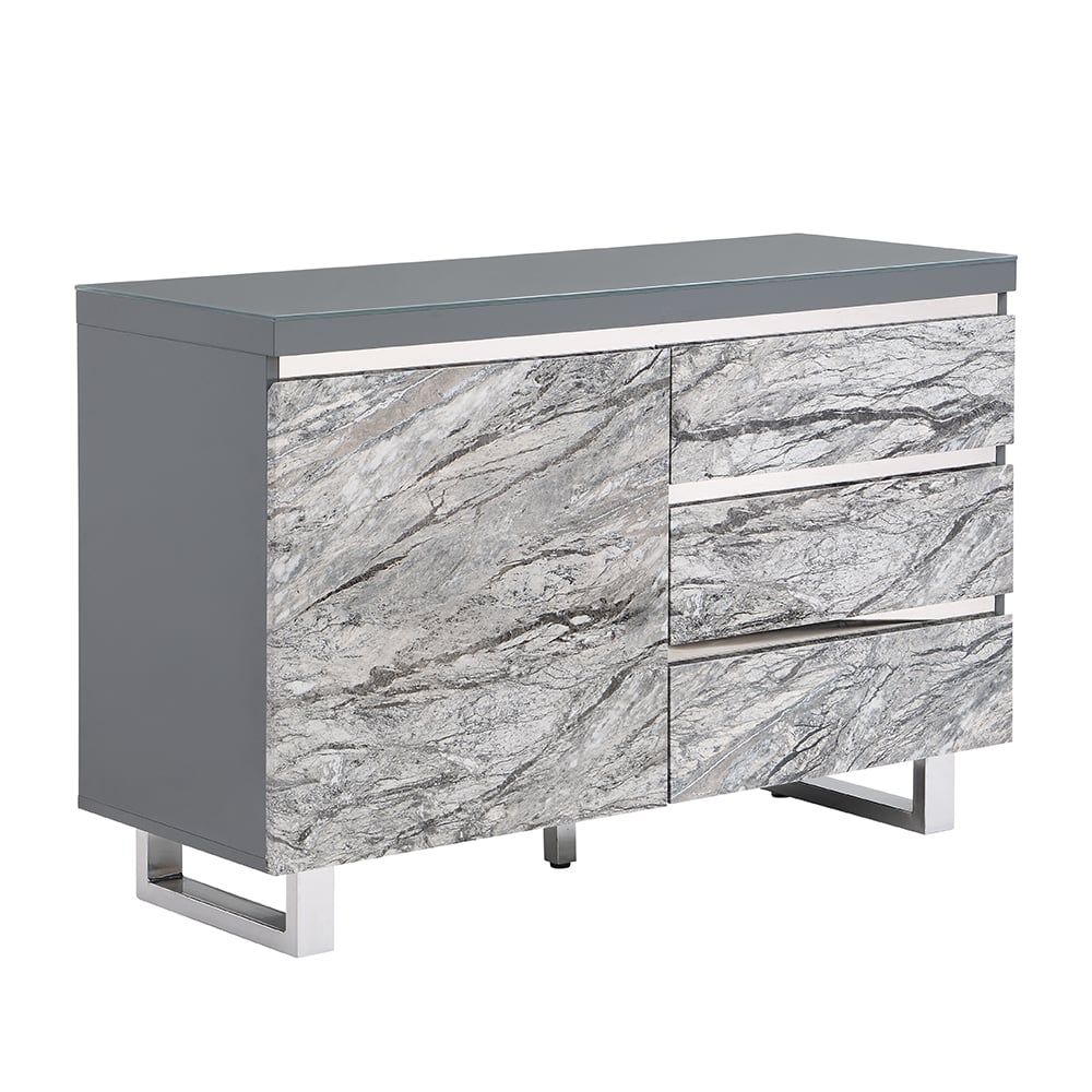 Melange Sydney Small Sideboard With 1 Door 3 Drawer In Grey