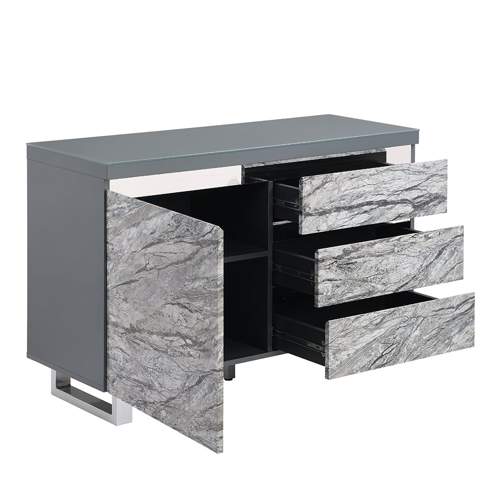 Melange Sydney Small Sideboard With 1 Door 3 Drawer In Grey