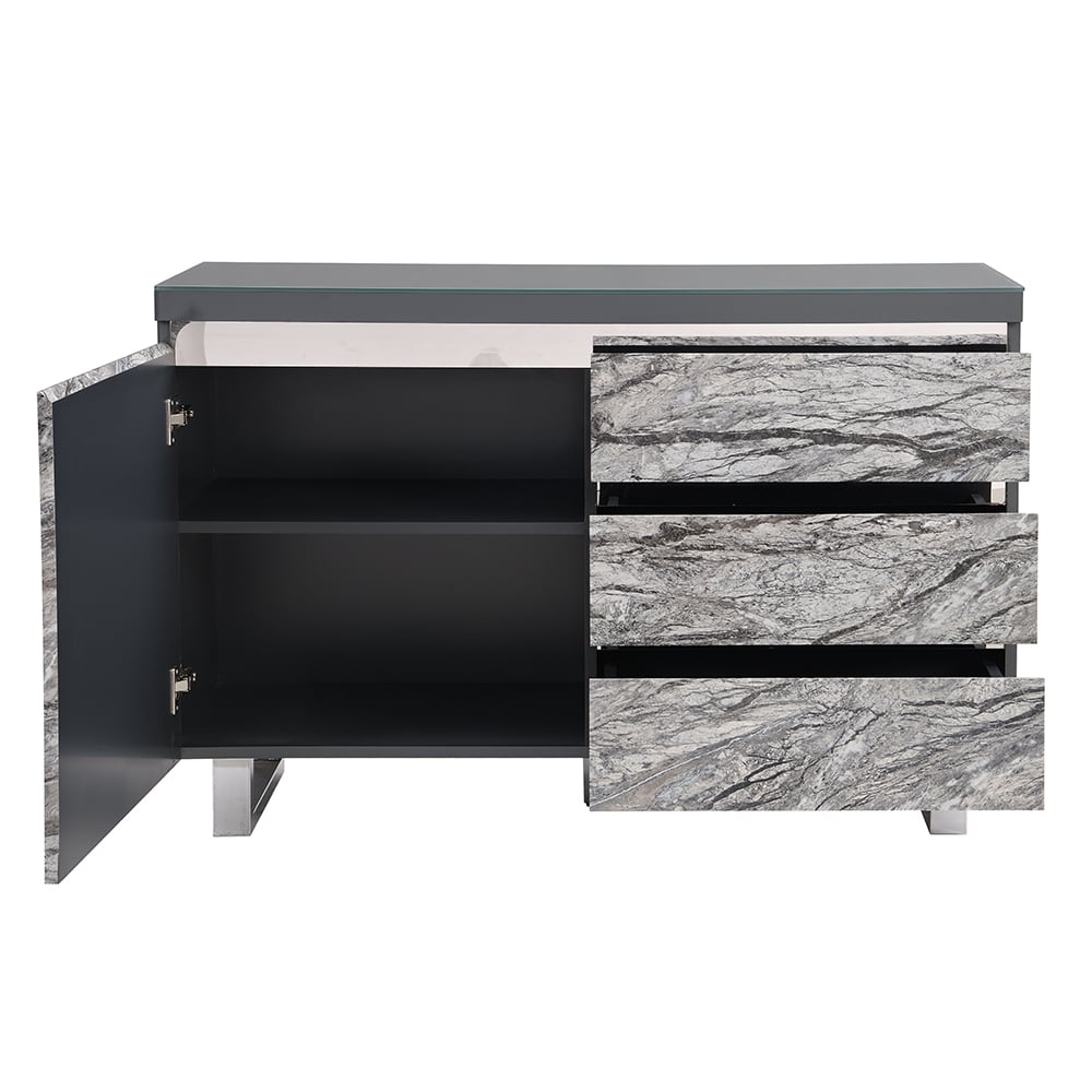 Melange Sydney Small Sideboard With 1 Door 3 Drawer In Grey