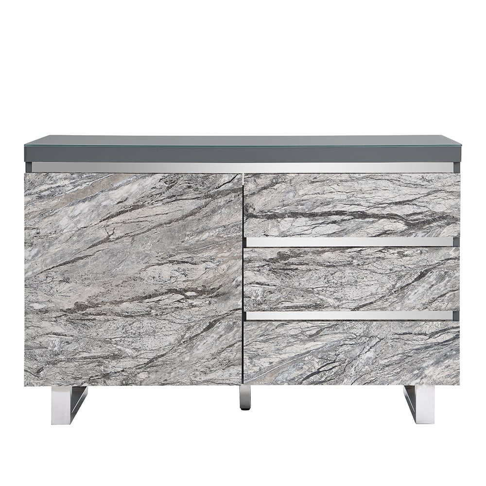 Melange Sydney Small Sideboard With 1 Door 3 Drawer In Grey