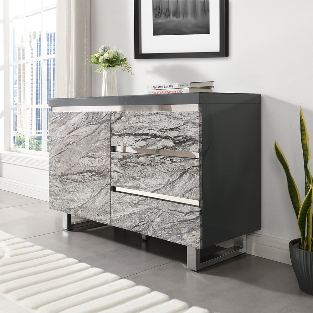 Read more about Melange sydney small sideboard with 1 door 3 drawer in grey